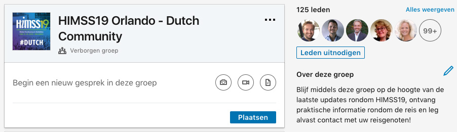 HIMSS19 Dutch Community LinkedIn Screenshot